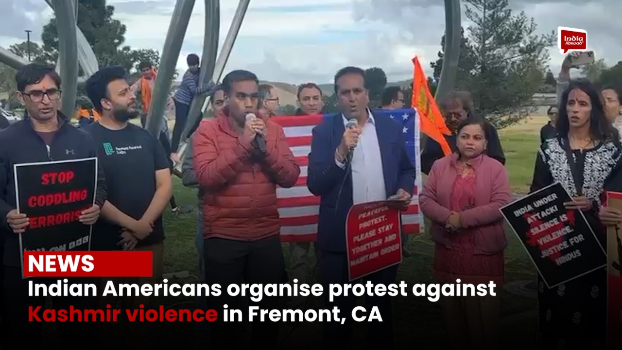Indian Americans organise protest against Kashmir violence in Fremont, CA